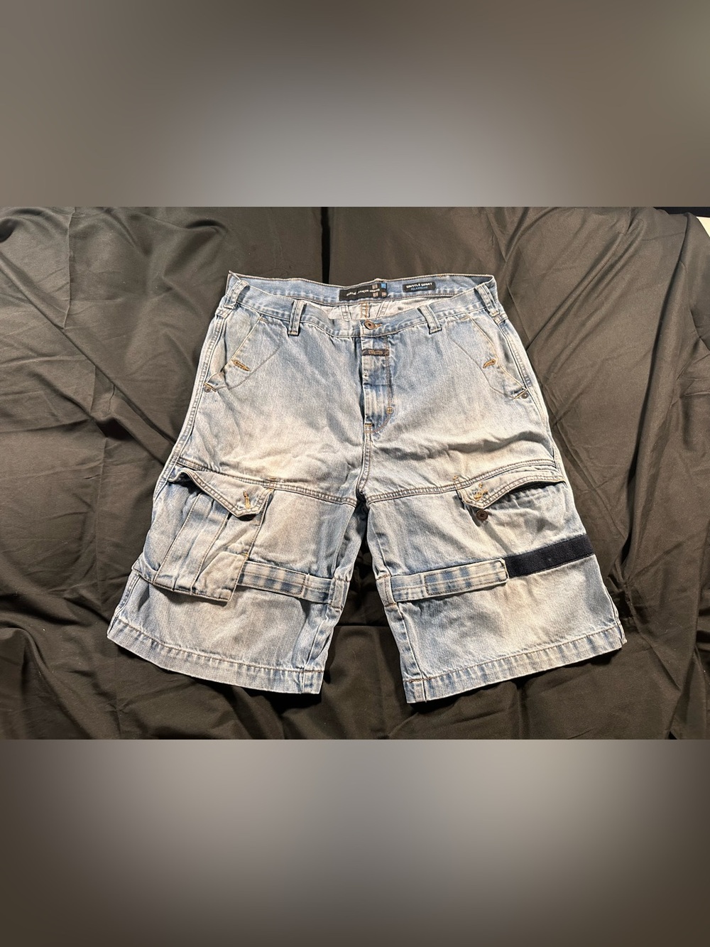 Marithe Francois Girbaud Shuttle Shorts Relaxed Fit Denim Cargo Skater 36 Y2K